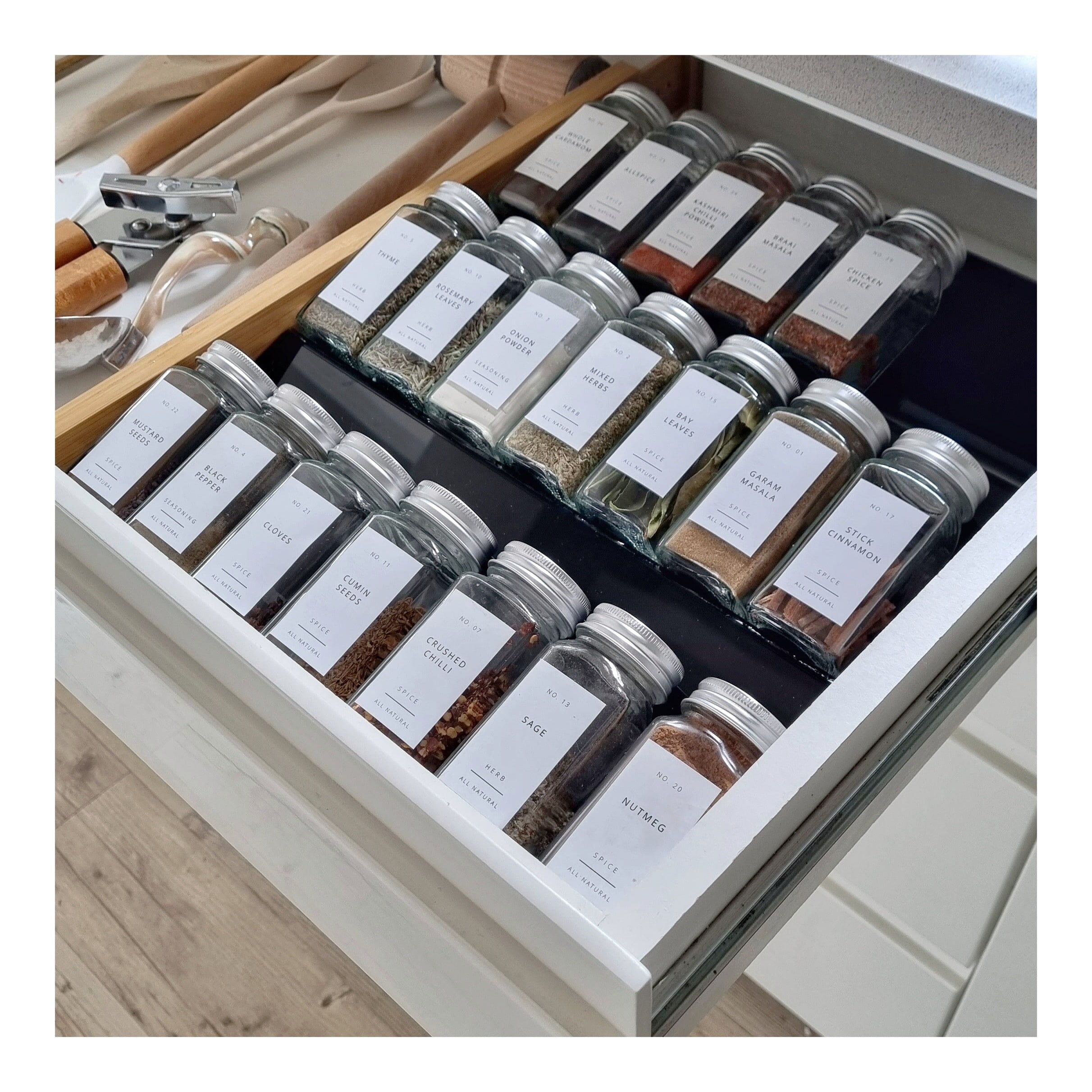 Black Acrylic 3 level extendable spice drawer insert