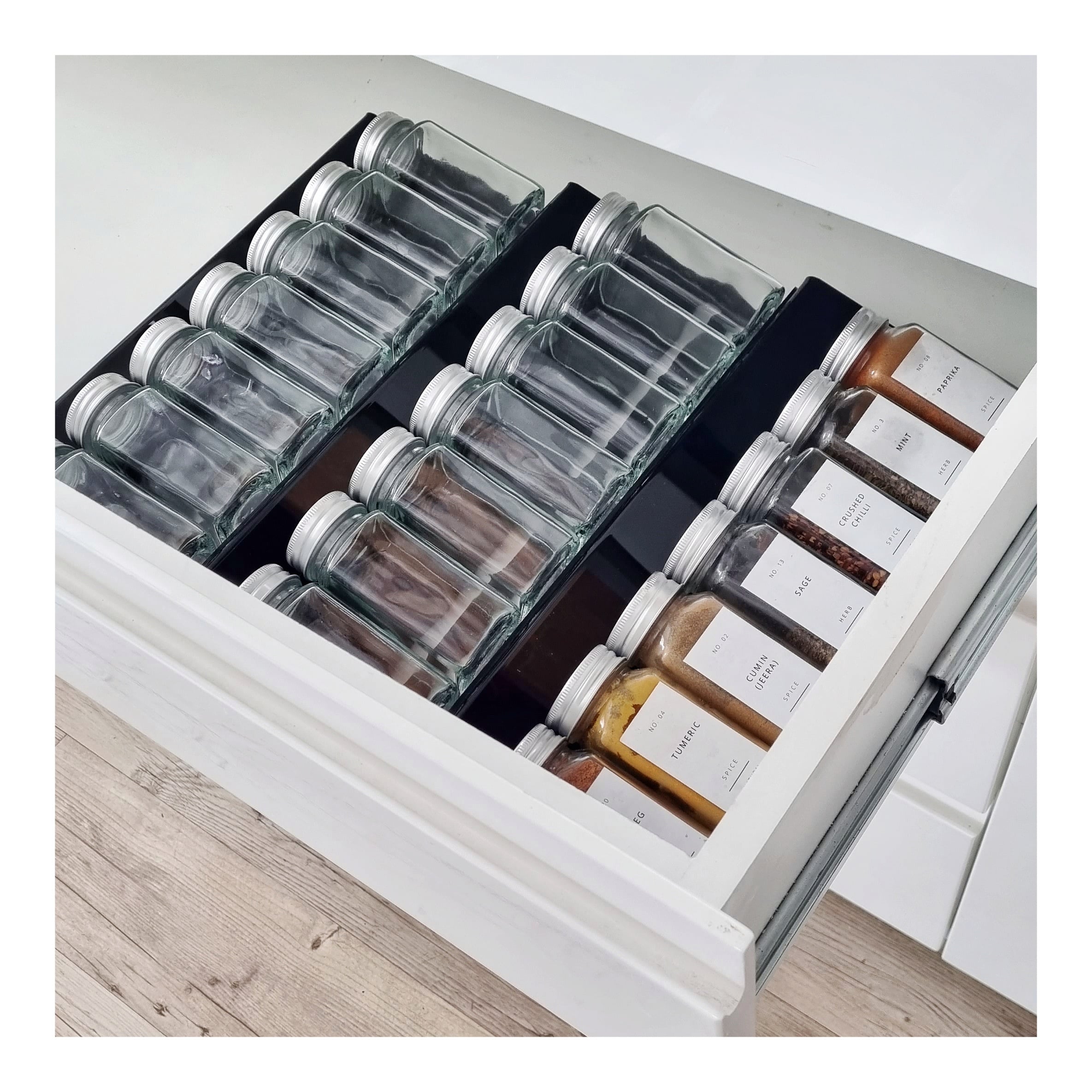 Black Acrylic 3 level extendable spice drawer insert (3)