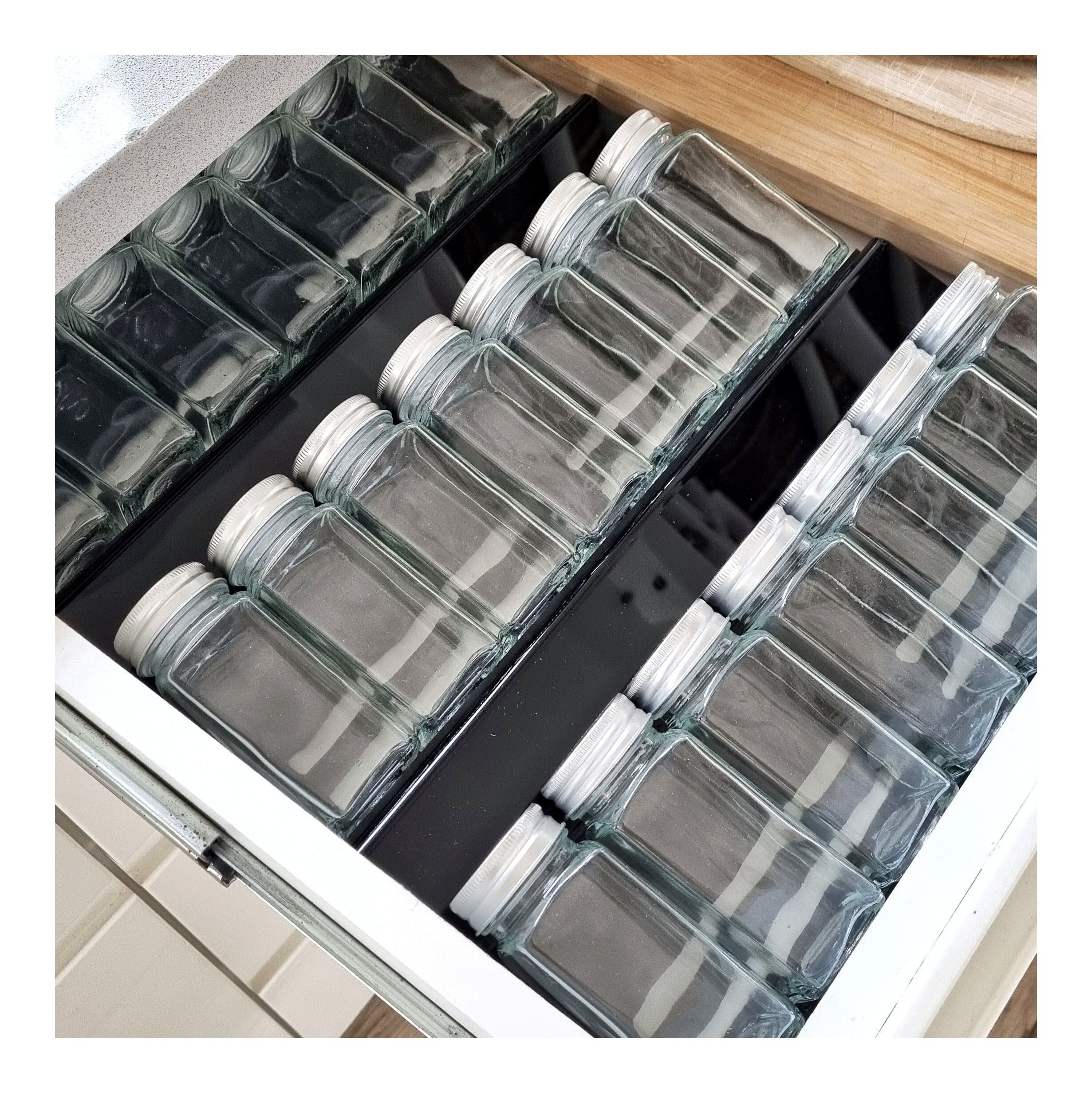Black Acrylic 3 level extendable spice drawer insert