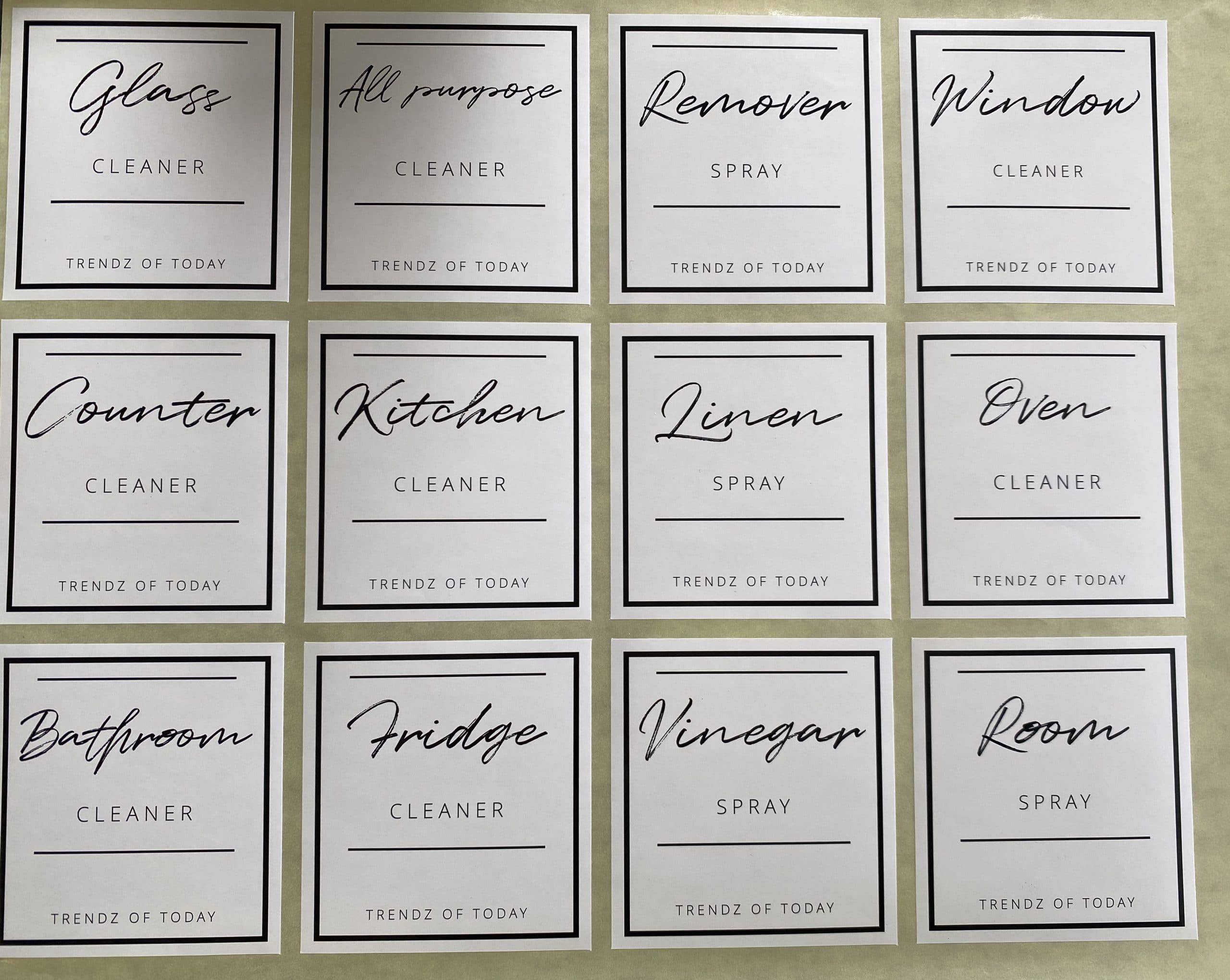 Laundry & detergent spray Labels