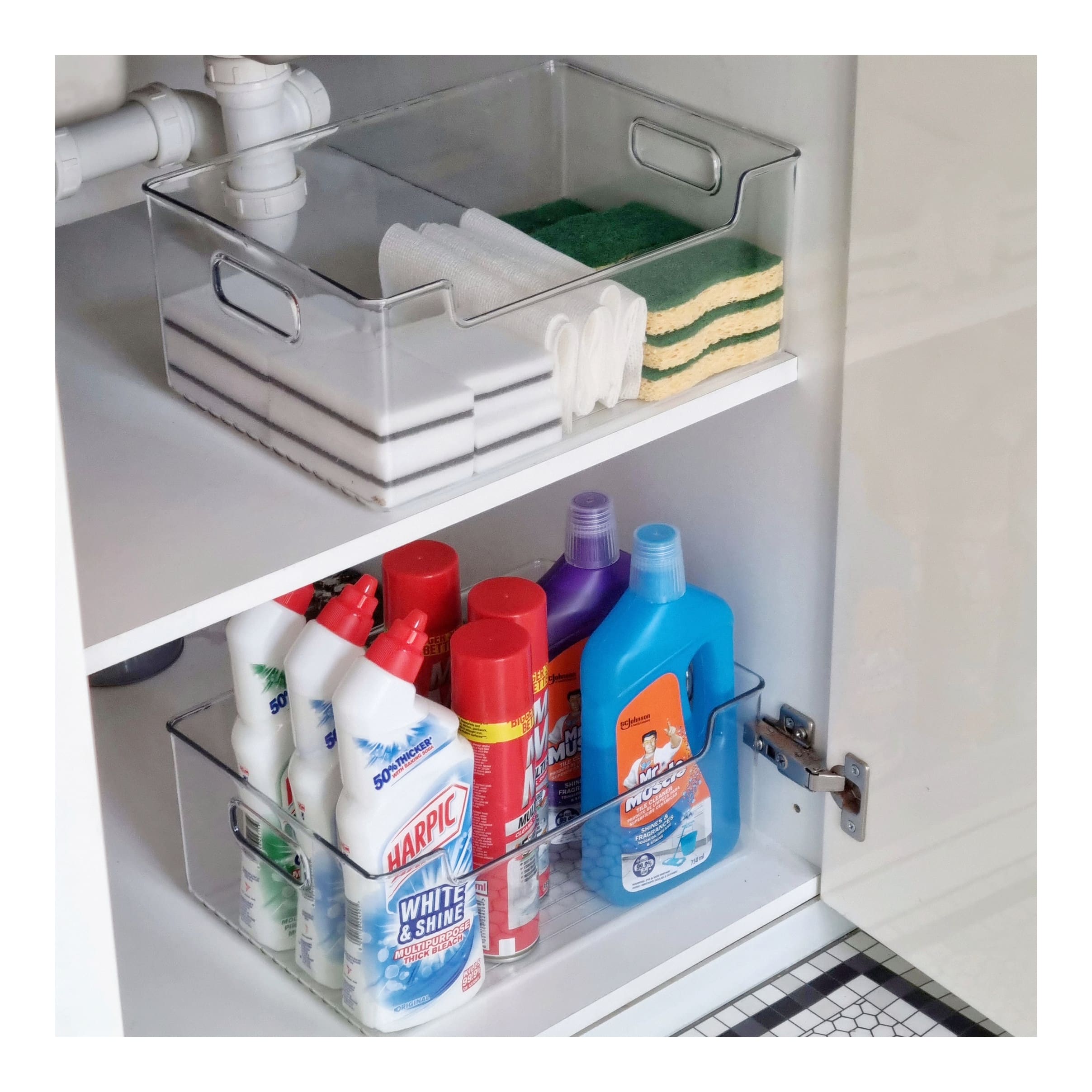 Open front storage bin