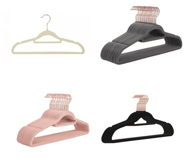 Velvet Anti-slip hangers with rose gold hooks - 20 pack