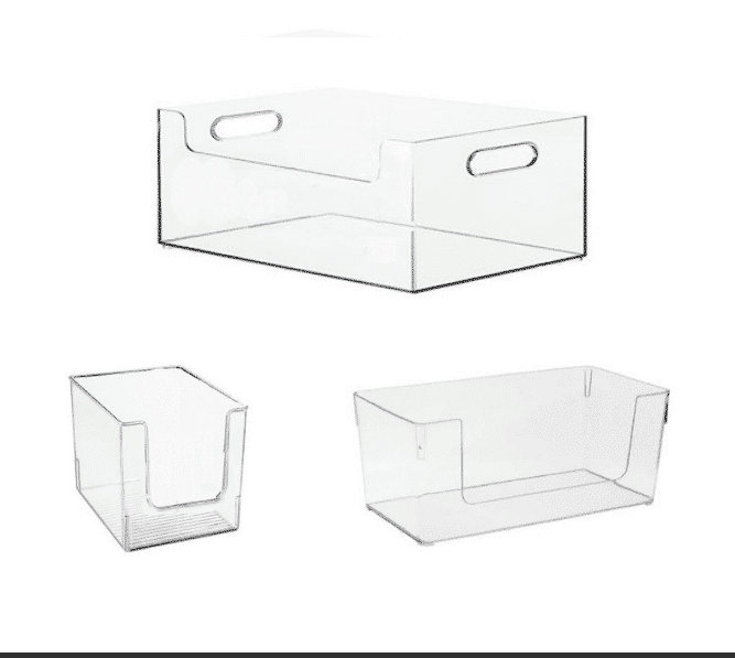 Open front storage bin