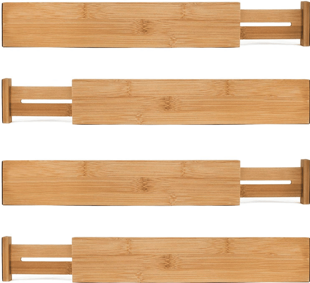 Pack of 4 Bamboo expandable drawer dividers