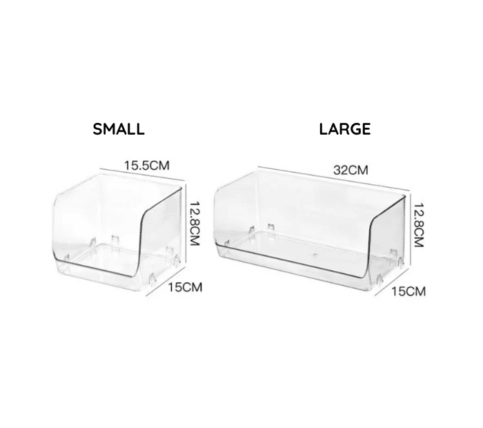 U-shaped stackable clear storage bins