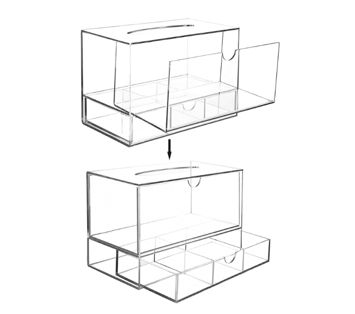 Acrylic Cosmetic Organiser with Tissue Dispenser