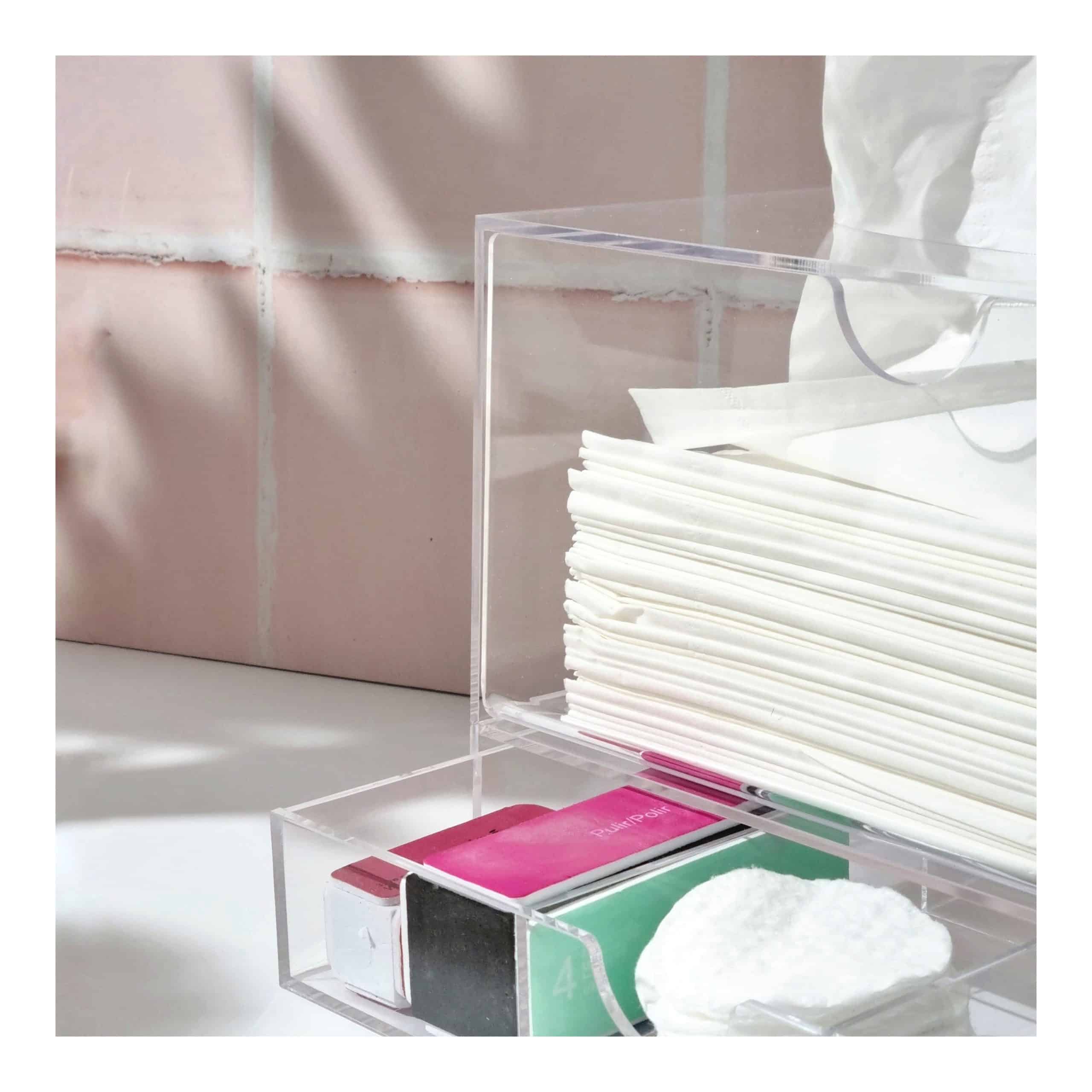 Acrylic Cosmetic Organiser with Tissue Dispenser
