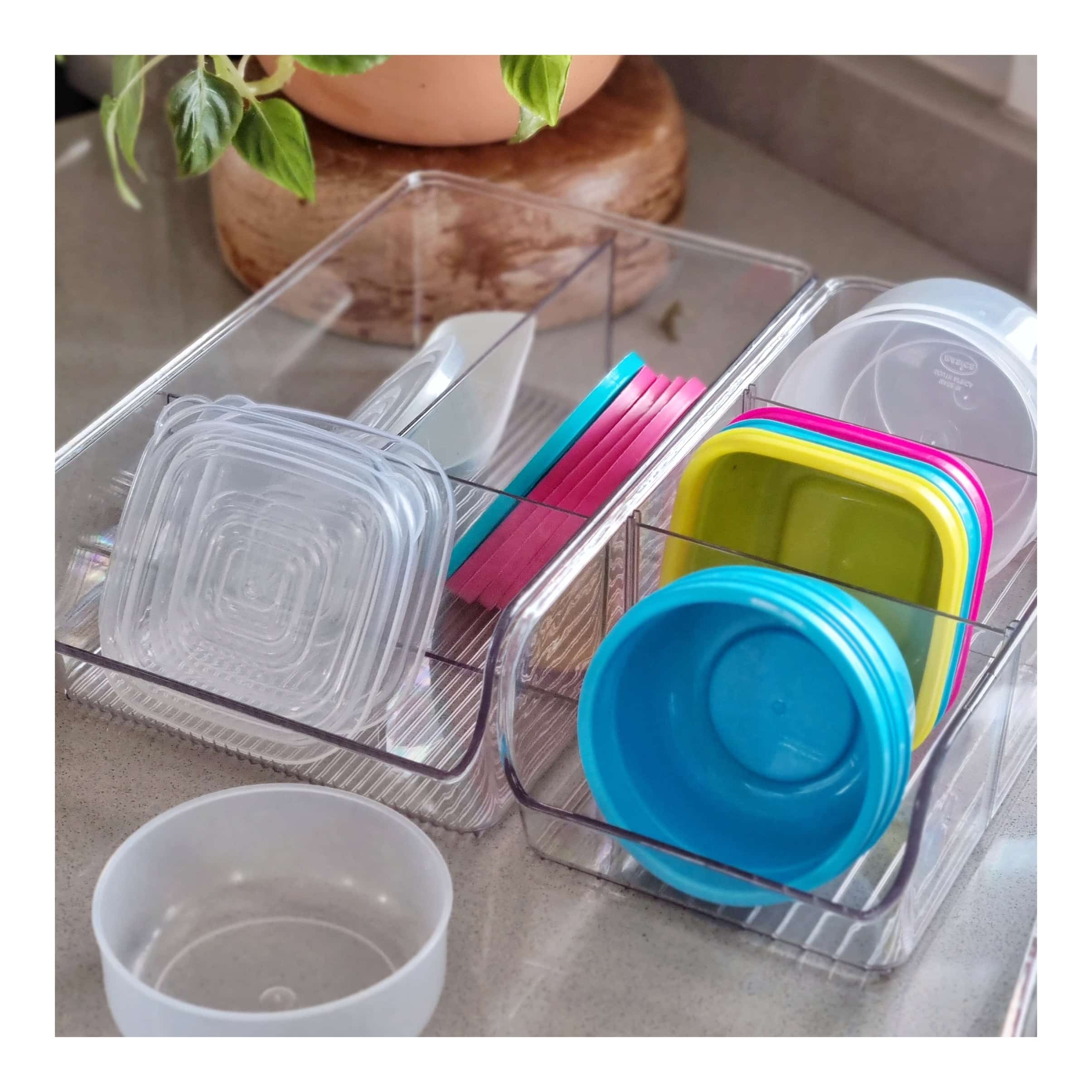 Open clear bins with dividers (1)