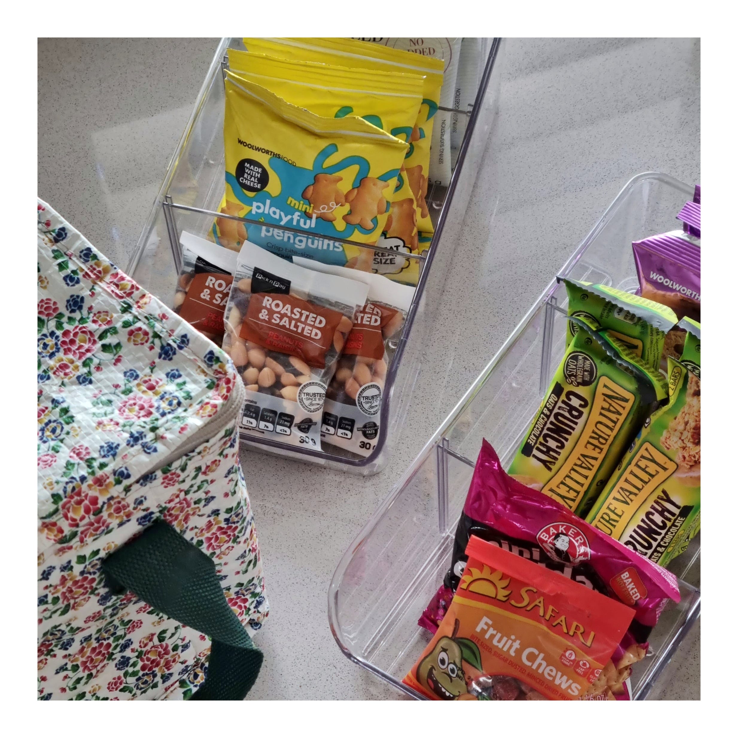 Open clear bins with dividers (3)