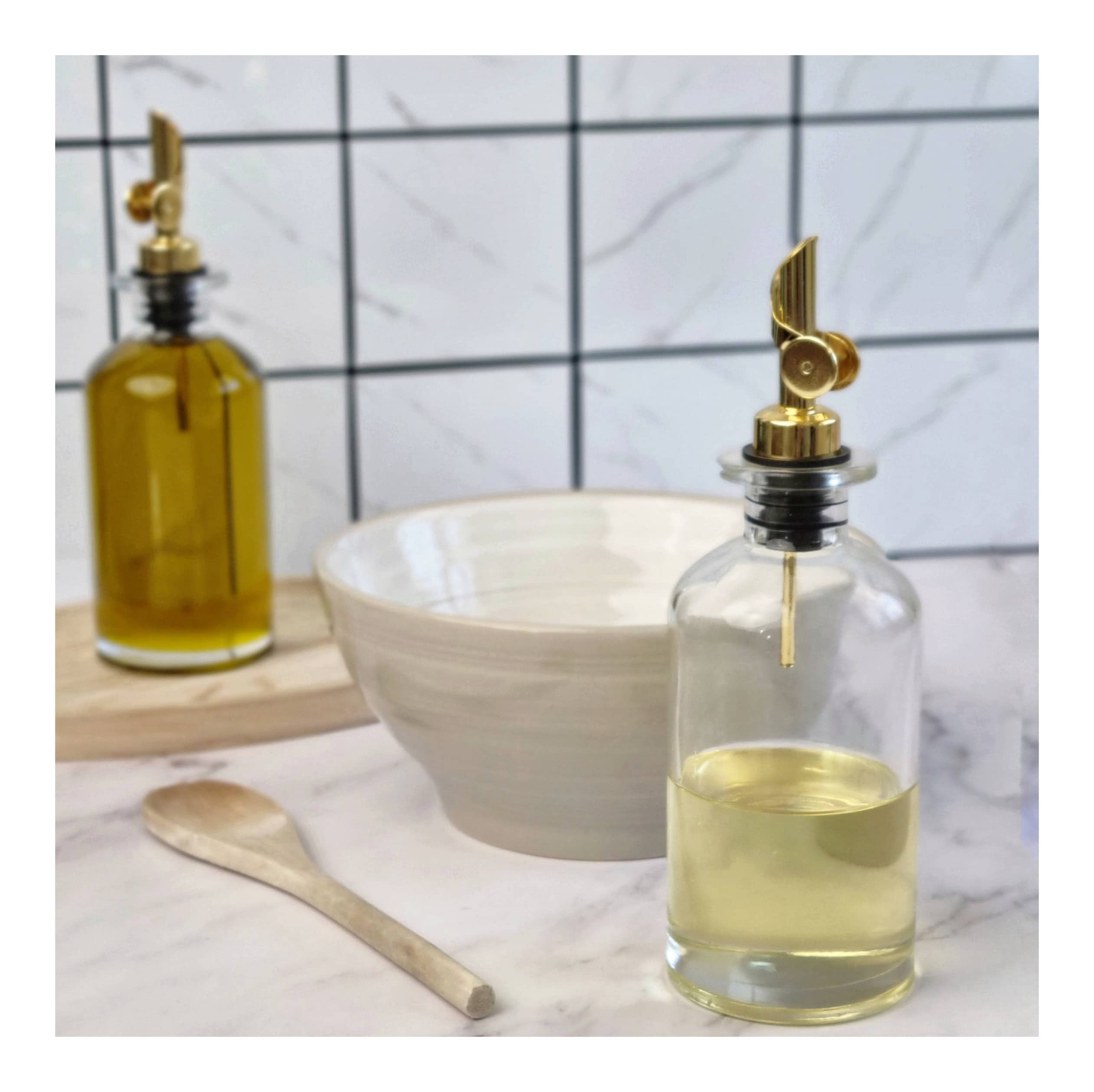 Set of 2 - 350ml Oil and Vinegar Dispensers with gold pourer (1)