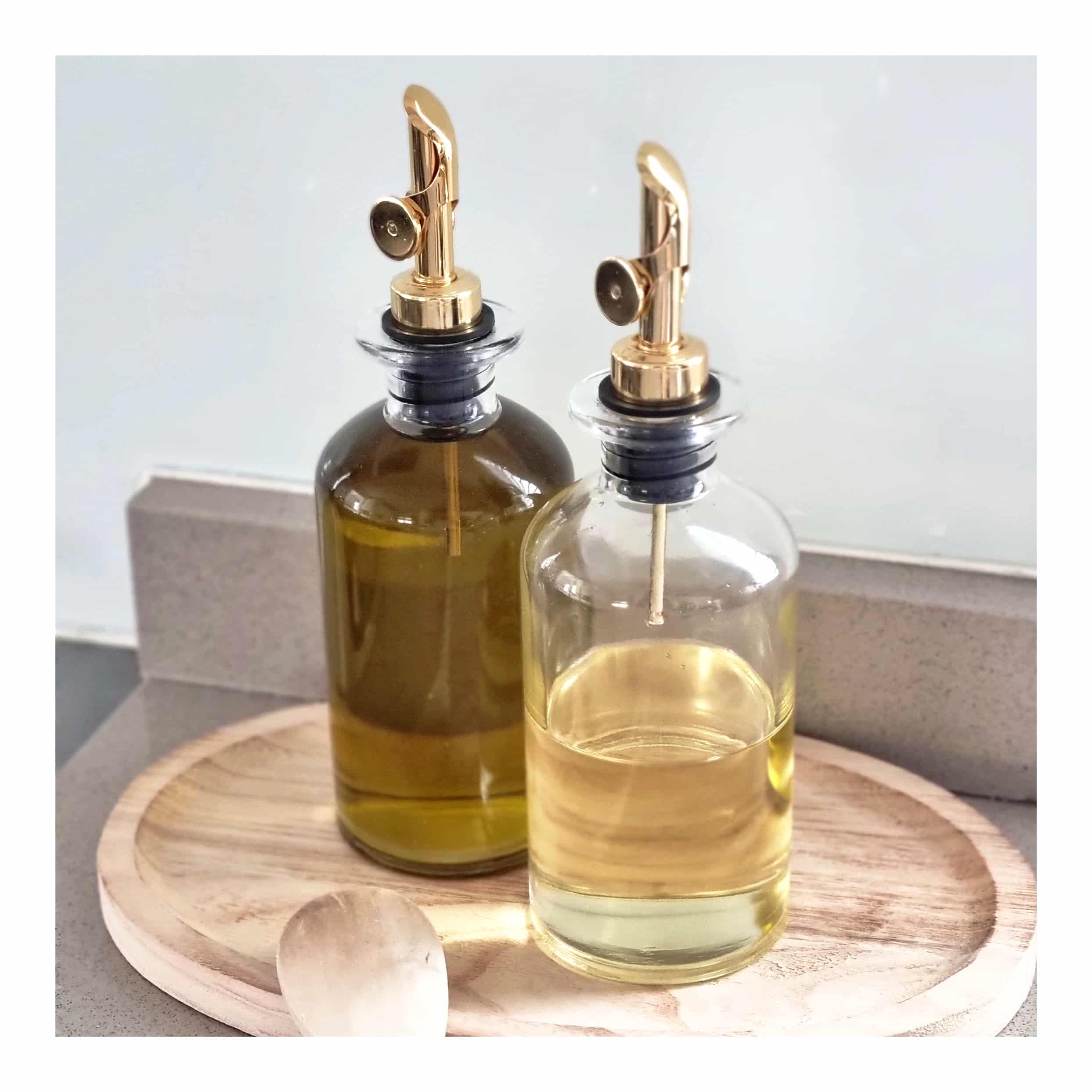 Set of 2 - 350ml Oil and Vinegar Dispensers with gold pourer (2)