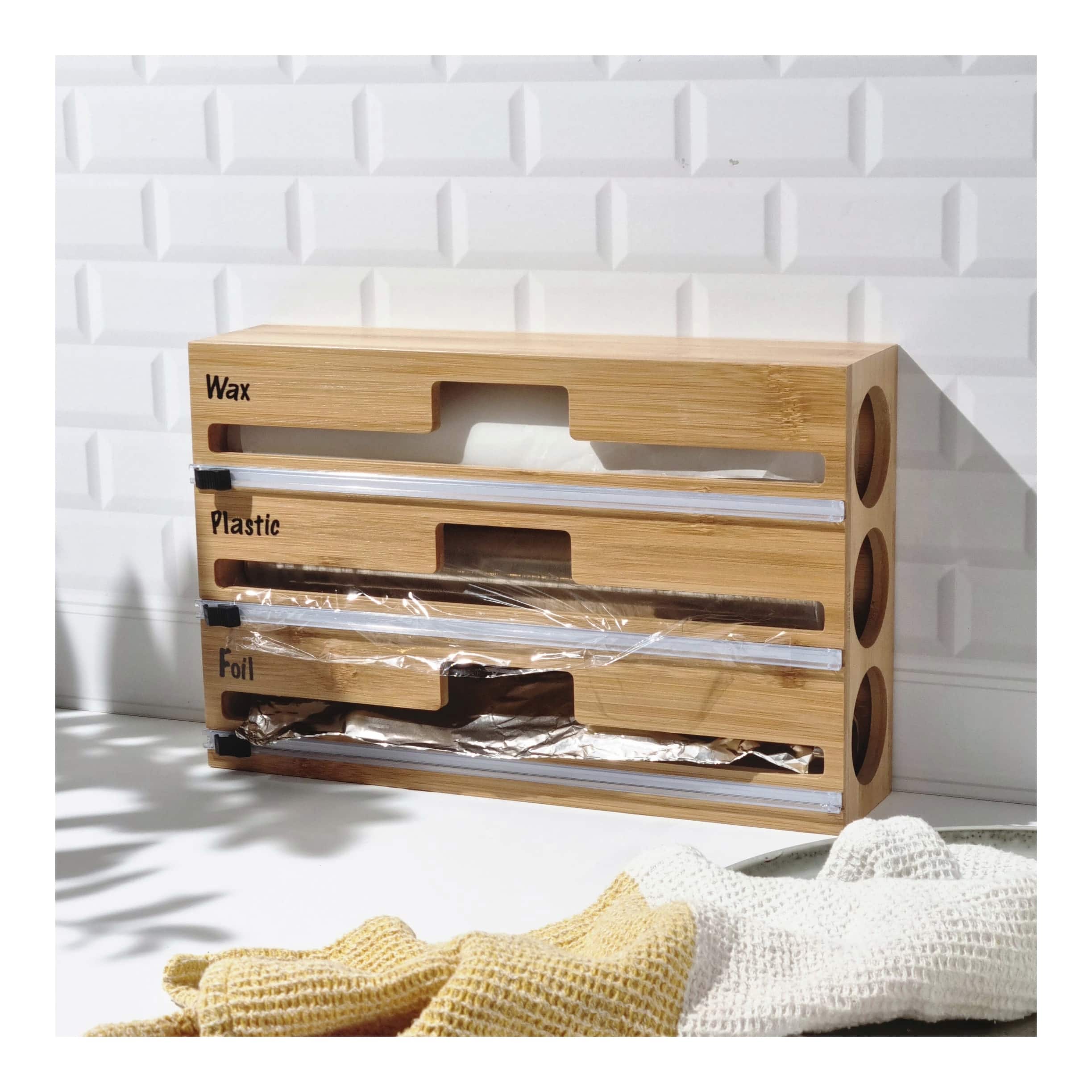 Bamboo 3 in 1 Plastic, Foil & Wax Wrap Dispenser