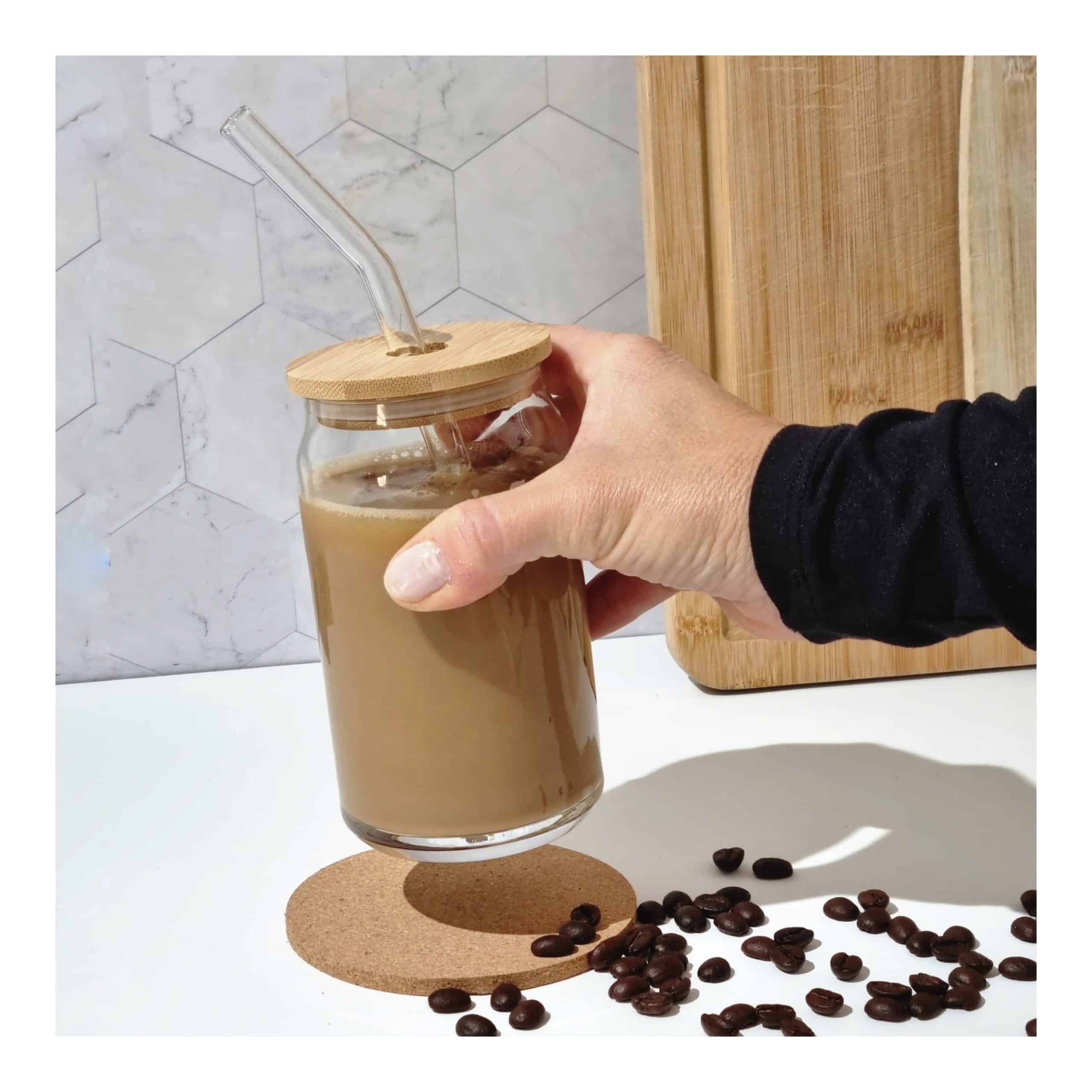 Pack of 4 Portable Drinking Glasses with Bamboo lids (4)