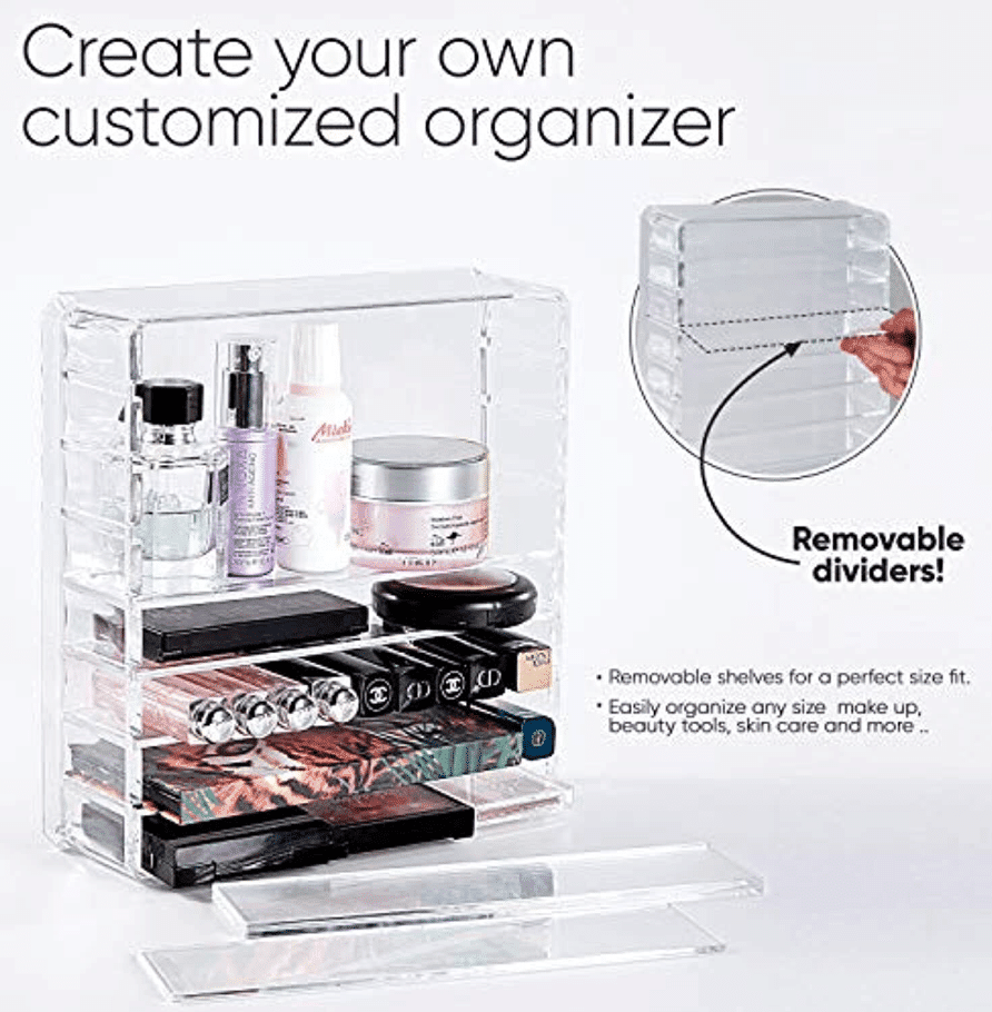 Makeup organisers with removable slots