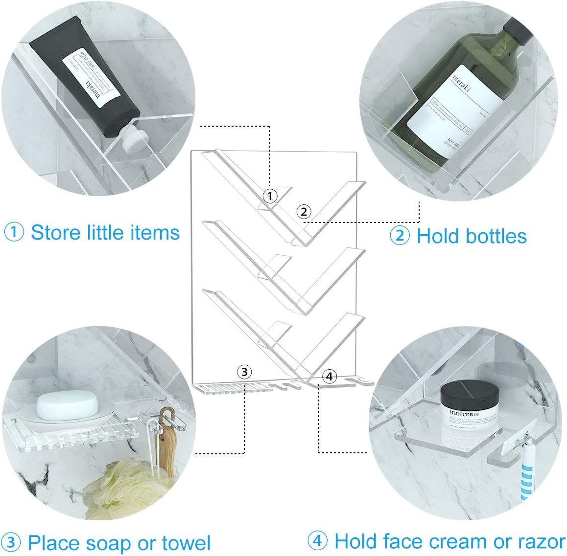 _Luxury Acrylic Shower Caddy ( Wall mounted) (5)