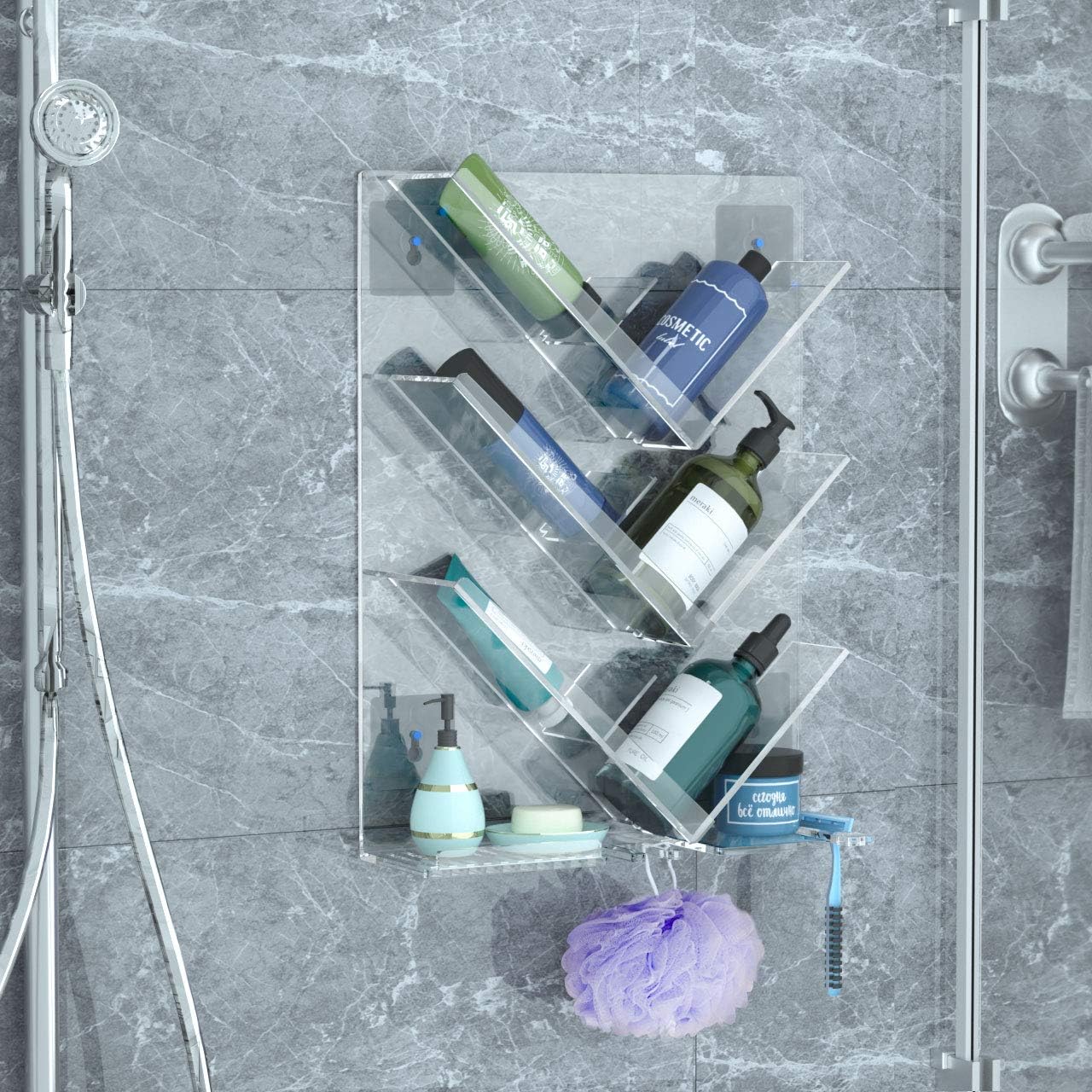 _Luxury Acrylic Shower Caddy ( Wall mounted)