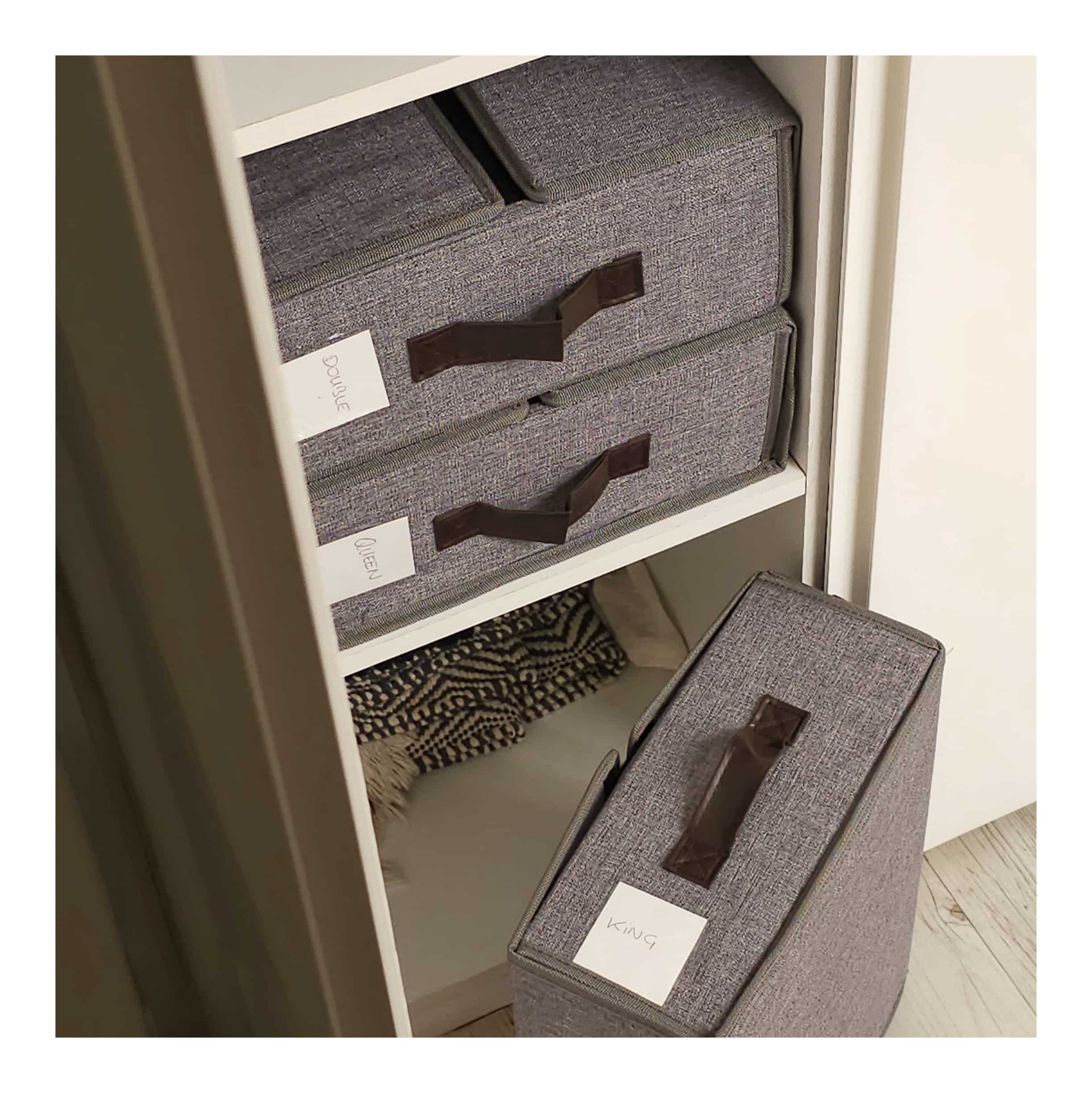Foldable linen storage boxes