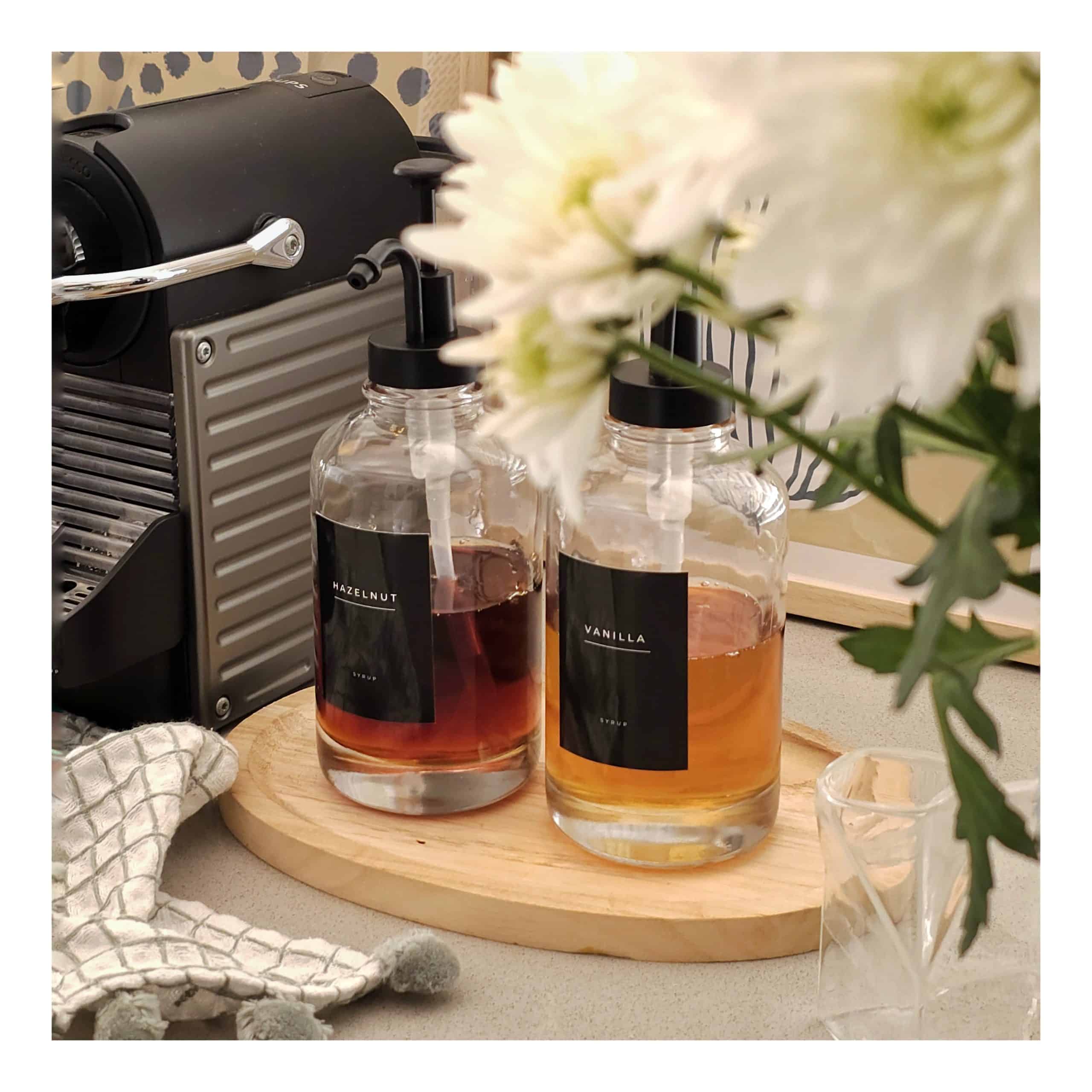 Pack of 2 Glass Syrup Pump Bottles - Black