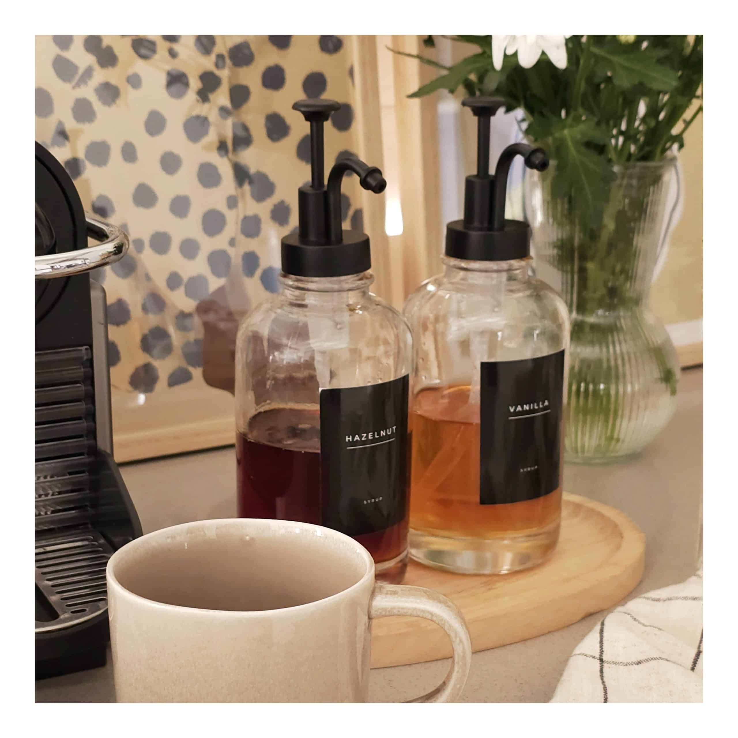 Pack of 2 Glass Syrup Pump Bottles - Black