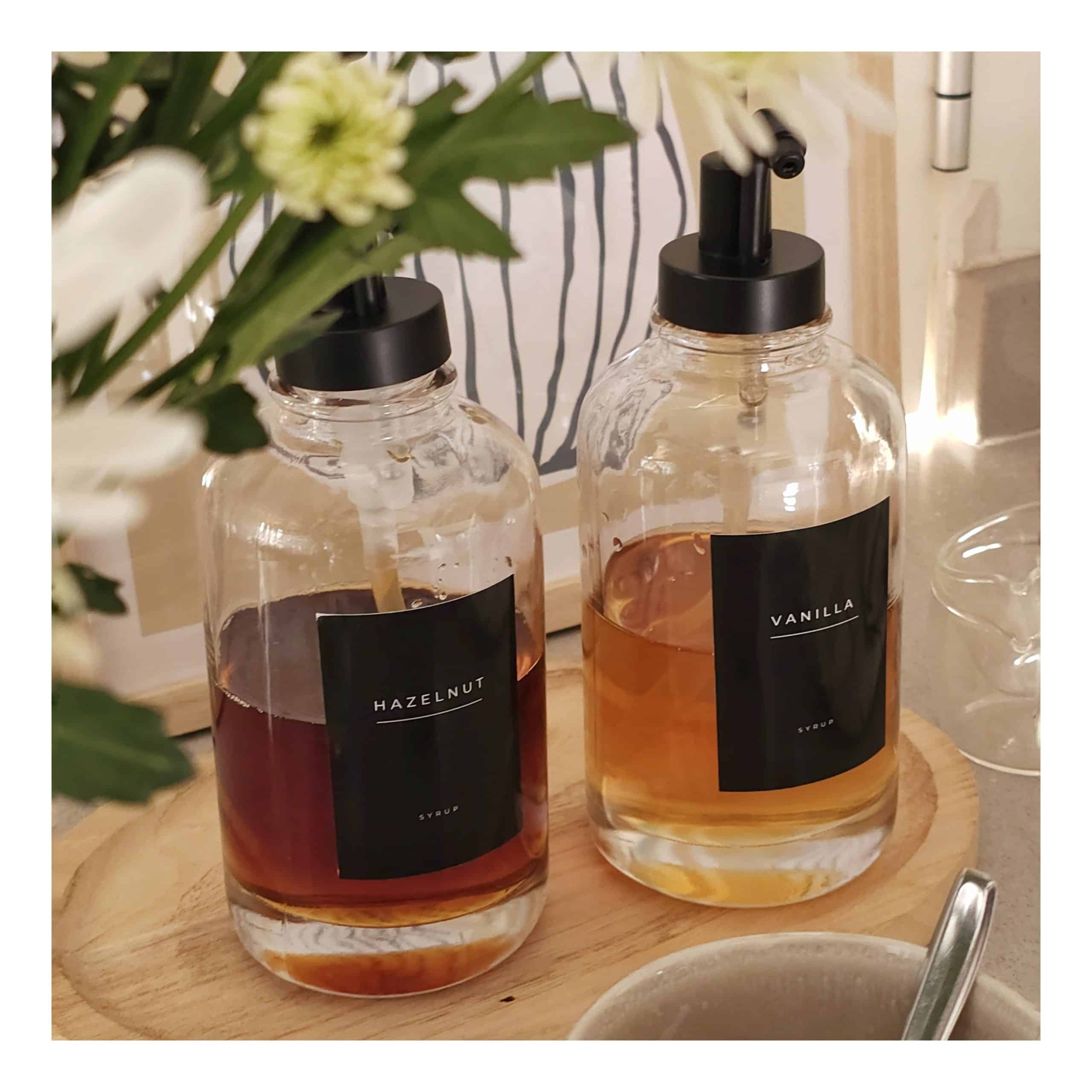 Pack of 2 Glass Syrup Pump Bottles - Black