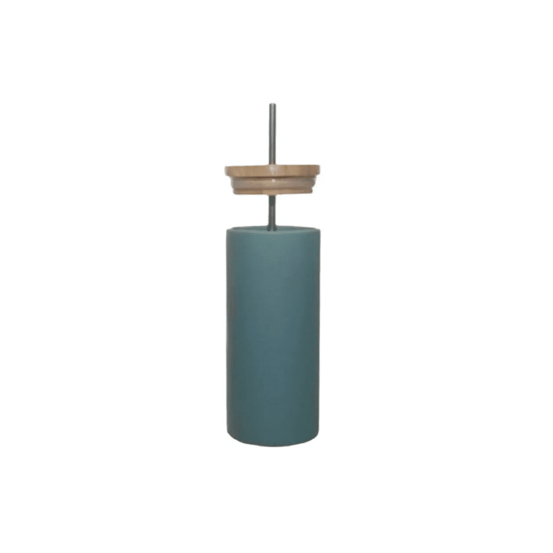 750ml Glass Bottle with Bamboo Lid and Metal Straw