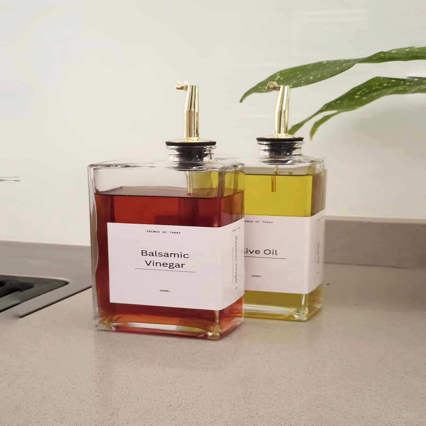 Book Style Oil & Vinegar Bottles with labels(Set of 2) (2)