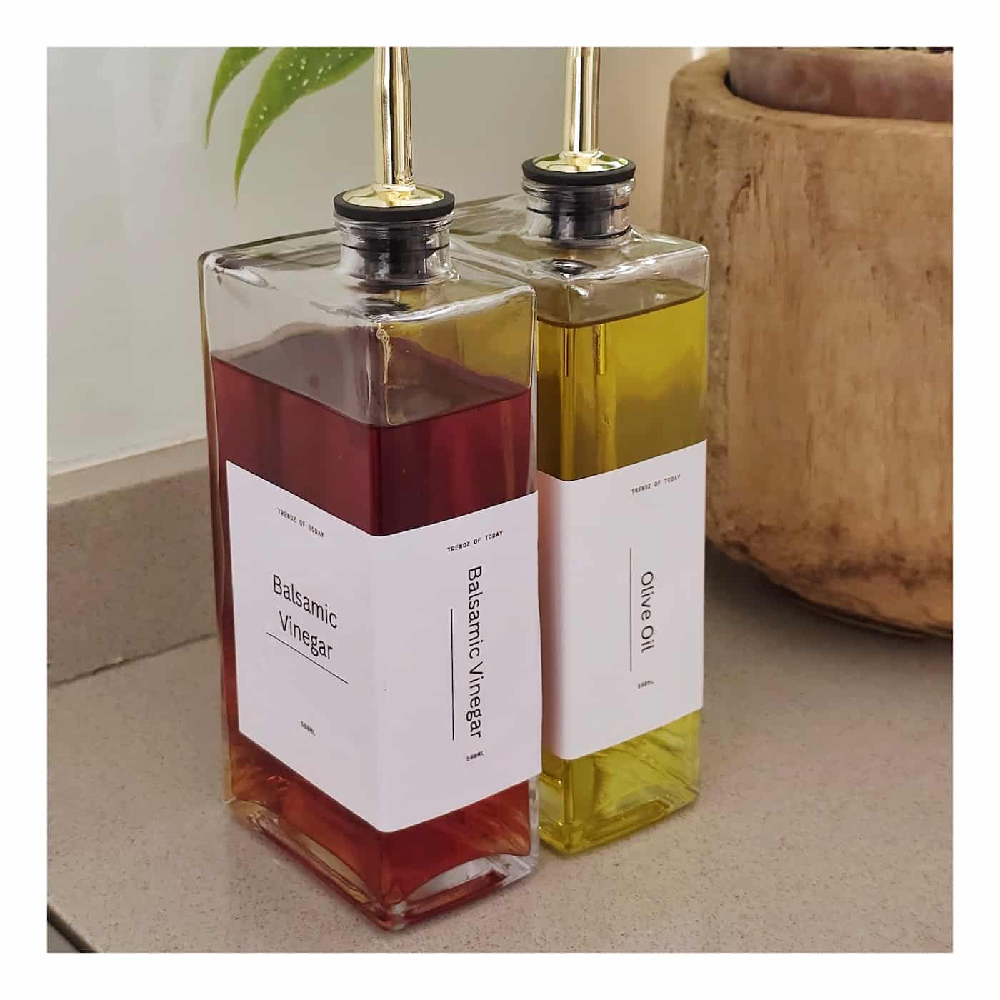 Book Style Oil & Vinegar Bottles with labels(Set of 2) (6)