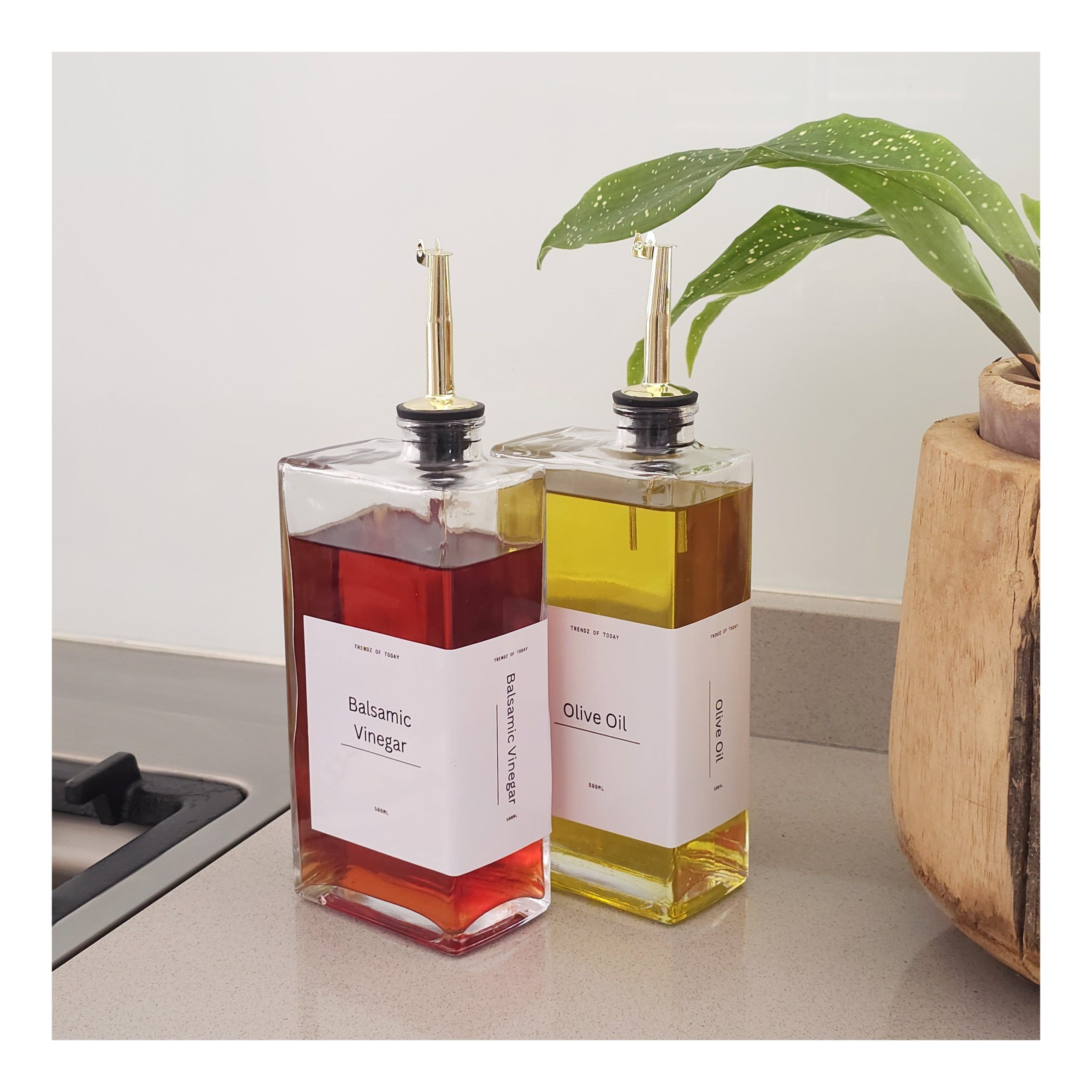 Book Style Oil & Vinegar Bottles with labels(Set of 2)