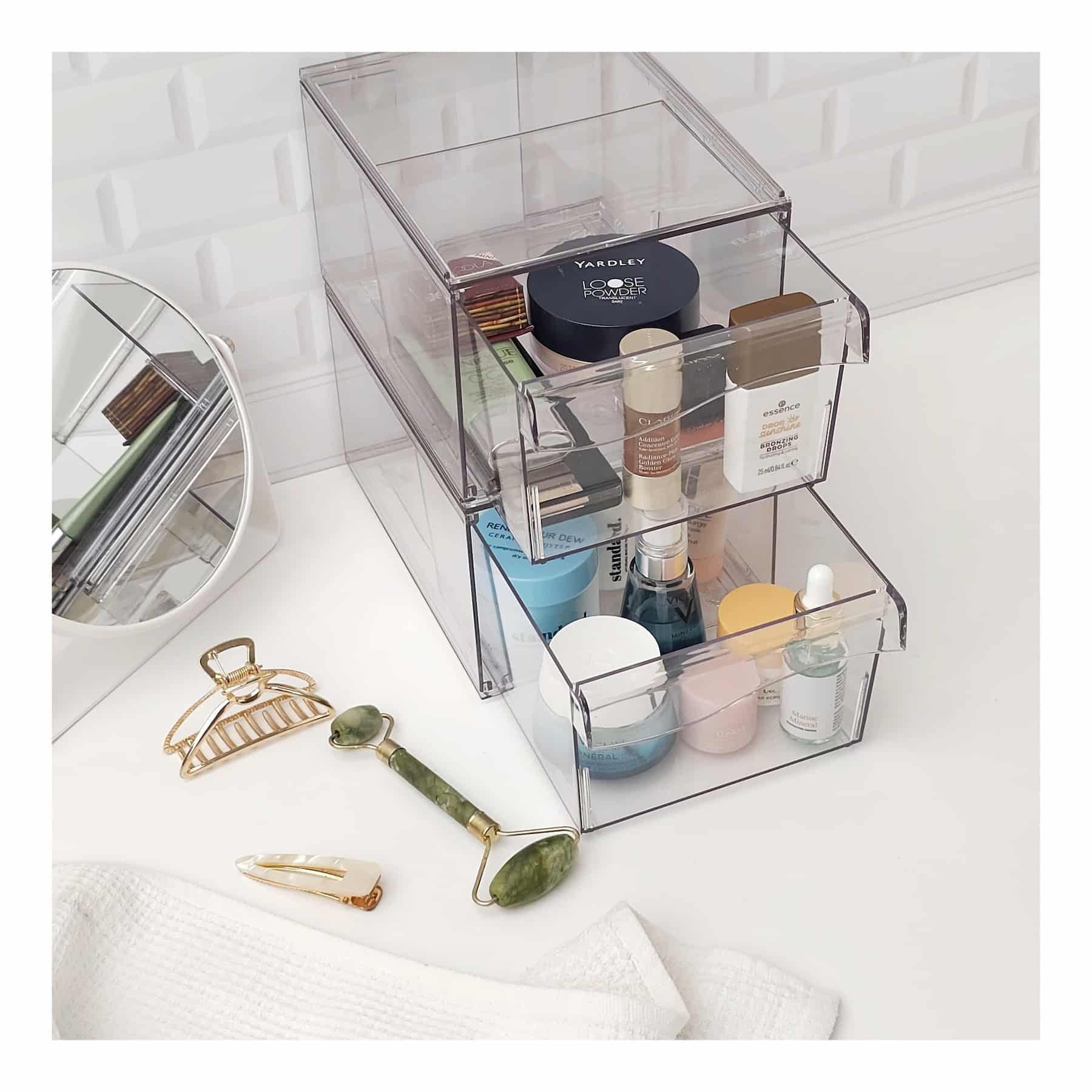 Set of 2 clear storage drawers