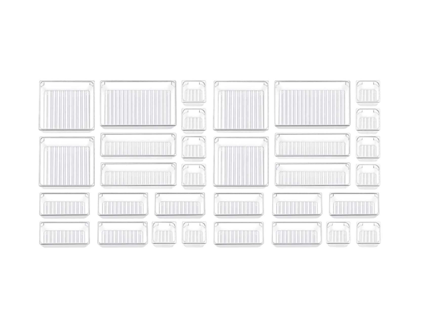32-Piece Clear Plastic Drawer Organiser Set